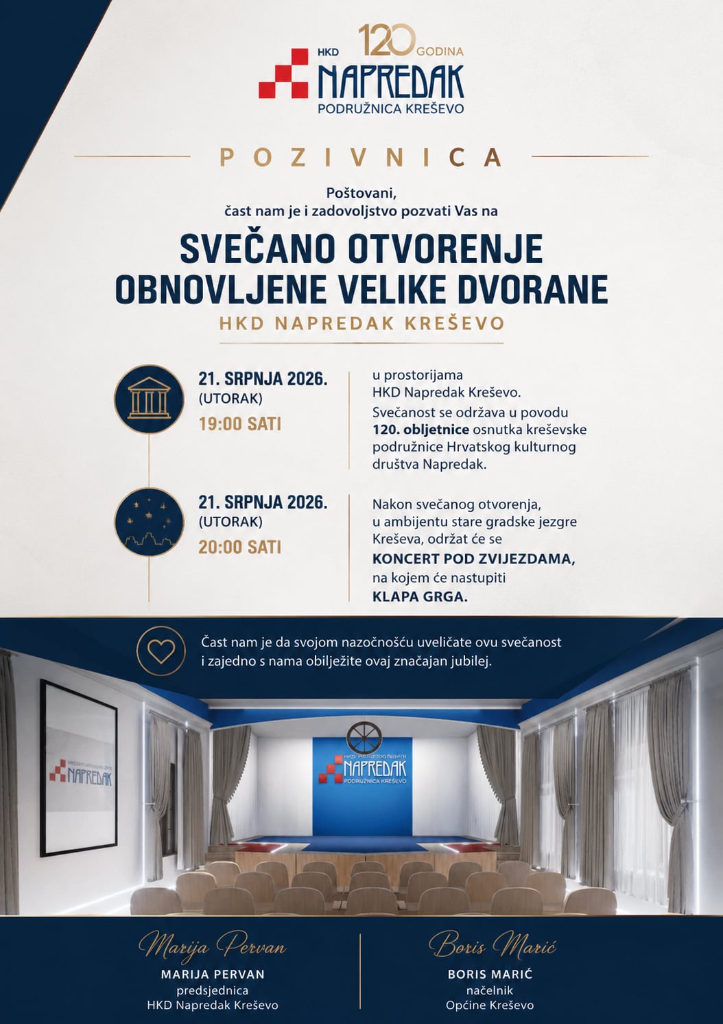 Obnovljena zgrada Napretka otvara vrata građanima – Koncert pod zvijezdama uz Klapu Grga